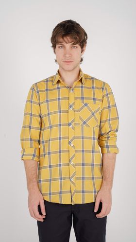 پیراهن آستین بلند مردانه طرح چهارخانه