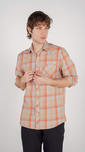 پیراهن آستین بلند مردانه طرح چهارخانه