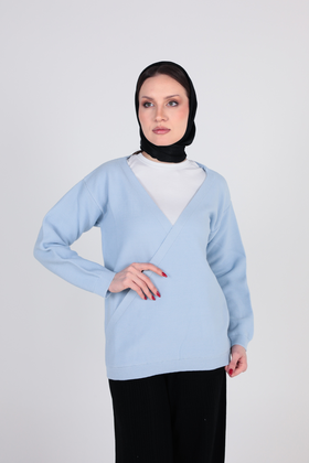 بافت آستین بلند یقه هفت زنانه