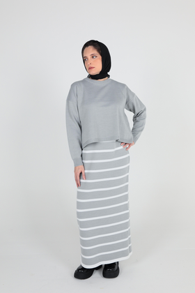 ست سارافون بافت آستین بلند زنانه