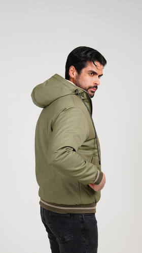 کاپشن کلاهدار شمعی مردانه دورو