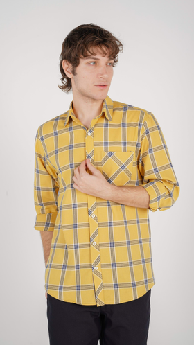 پیراهن آستین بلند مردانه طرح چهارخانه