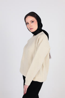 بافت آستین بلند یقه گرد زنانه