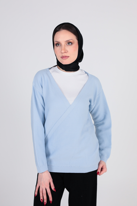 بافت آستین بلند یقه هفت زنانه