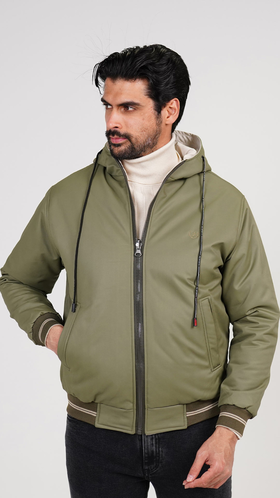 کاپشن کلاهدار شمعی مردانه دورو