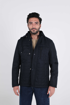 کاپشن کلاهدار جلو زیپدار شمعی مردانه