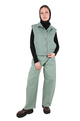 ست جلیقه و شلوار کتان زنانه