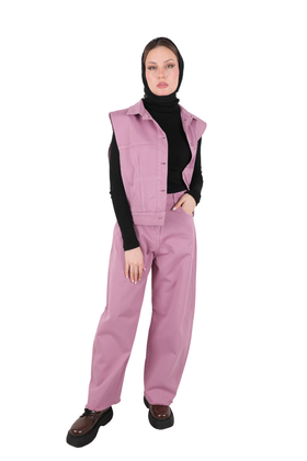 ست جلیقه و شلوار کتان زنانه