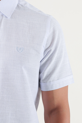 پیراهن آستین کوتاه مردانه کلاسیک طرح راه راه