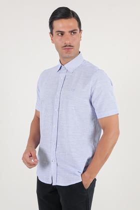 پیراهن آستین کوتاه مردانه کلاسیک طرح راه راه