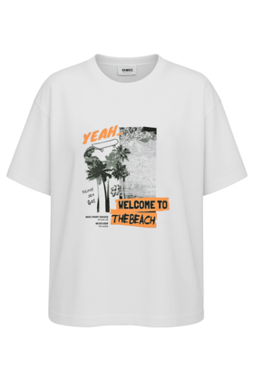 تیشرت آستین کوتاه یقه گرد چاپدار