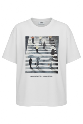 تیشرت آستین کوتاه یقه گرد چاپدار