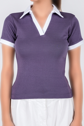 تیشرت آستین کوتاه یقه دار زنانه