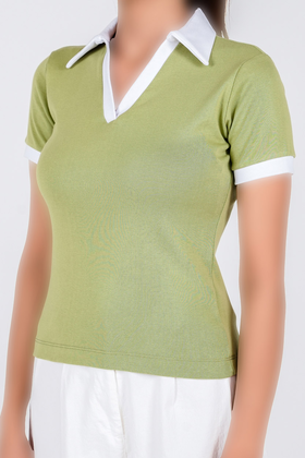 تیشرت آستین کوتاه یقه دار زنانه