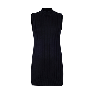 تونیک بافت زنانه آستین حلقه ای مشکی - 