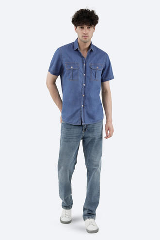 پیراهن آستین کوتاه مردانه جین - 