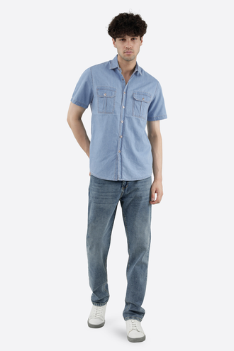پیراهن آستین کوتاه مردانه جین - 