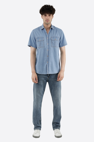 پیراهن آستین کوتاه مردانه جین - 