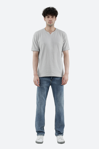 تیشرت آستین کوتاه مردانه یقه کوبایی - 