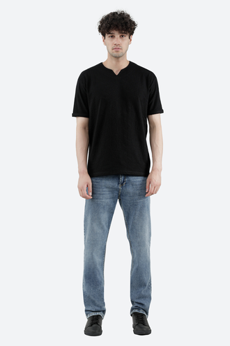 تیشرت آستین کوتاه مردانه یقه کوبایی - 