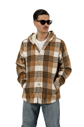 کاپشن کلاهدار مردانه پشمی - 