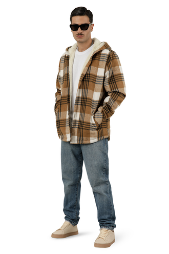 کاپشن کلاهدار مردانه پشمی - 