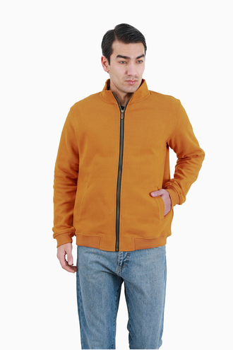 سویشرت زیپدار مردانه سلانیک رنگ خردلی - 