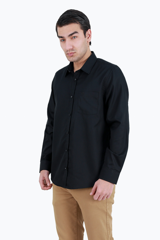 پیراهن آستین بلند مردانه رنگ مشکی - 