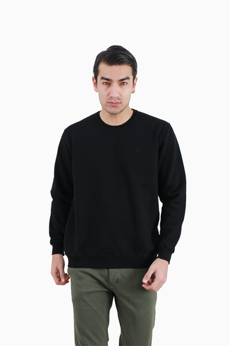 سویشرت مردانه دورس یقه کشبافت رنگ مشکی - 