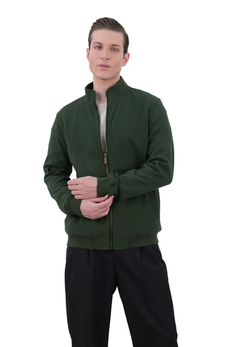 سویشرت زیپدار مردانه سلانیک رنگ سبز - 