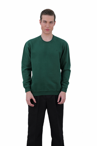 سویشرت دورس مردانه یقه کشبافت رنگ سبز - 