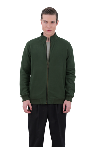 سویشرت زیپدار مردانه سلانیک رنگ سبز - 
