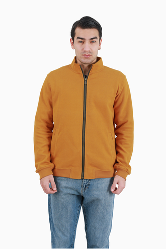 سویشرت زیپدار مردانه سلانیک رنگ خردلی - 