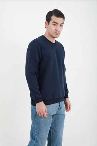 سویشرت دورس مردانه یقه کشبافت رنگ سرمه ای - 