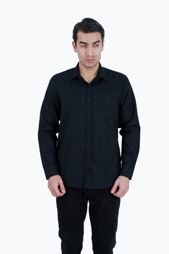 پیراهن آستین بلند مردانه رنگ مشکی طرح دار - 
