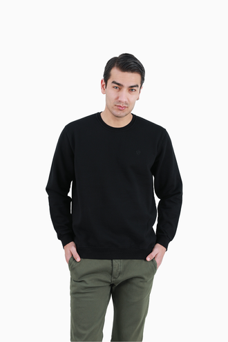 سویشرت مردانه دورس یقه کشبافت رنگ مشکی - 