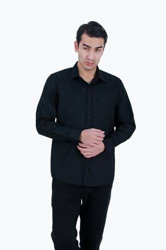 پیراهن آستین بلند مردانه رنگ مشکی طرح دار - 