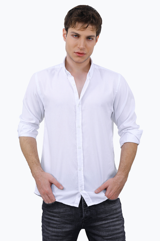 پیراهن آستین بلند مردانه مدل رگولار رنگ سفید - 