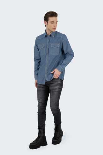 پیراهن آستین بلند مردانه جین - 