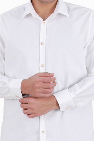 پیراهن آستین بلند نخی مردانه - 