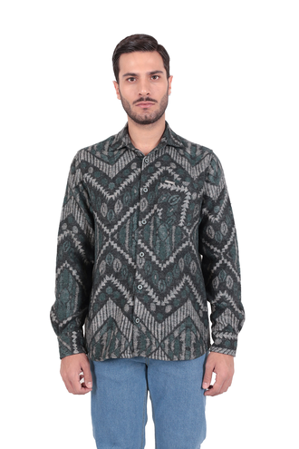 پیراهن پشمی تک جیب مردانه مدل کلاسیک - 