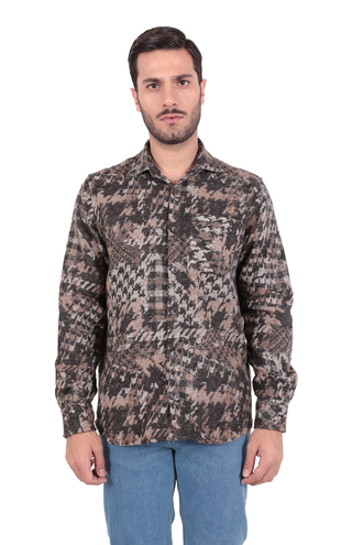 پیراهن پشمی تک جیب مردانه مدل کلاسیک - 