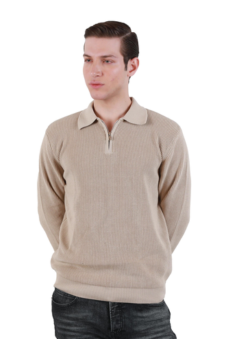 بافت یقه دار نیم زیپ مردانه - 