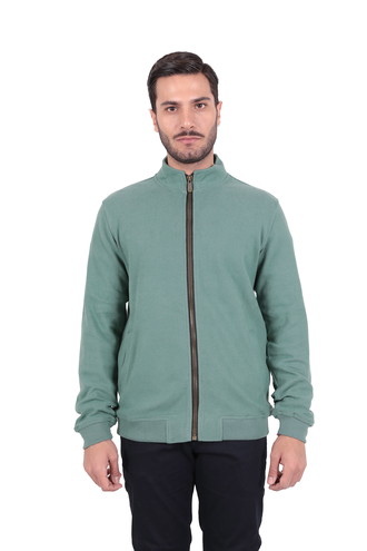 سویشرت زیپ دار مردانه رنگ سبز روشن - 