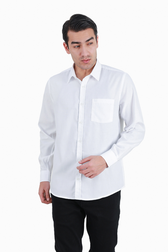 پیراهن آستین بلند مردانه رنگ سفید طرح دار - 