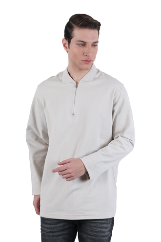 تیشرت آستین بلند جودون مردانه یقه زیپدار - 