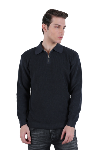 بافت یقه دار نیم زیپ مردانه - 