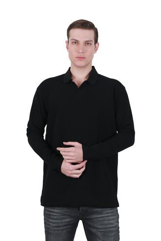 تیشرت آستین بلند مردانه یقه دار - 