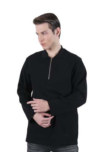 تیشرت آستین بلند جودون مردانه یقه زیپدار - 