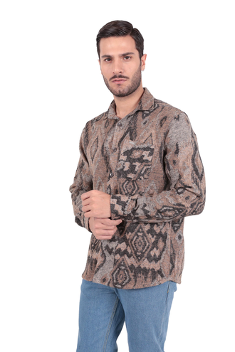 پیراهن پشمی تک جیب مردانه مدل کلاسیک - 